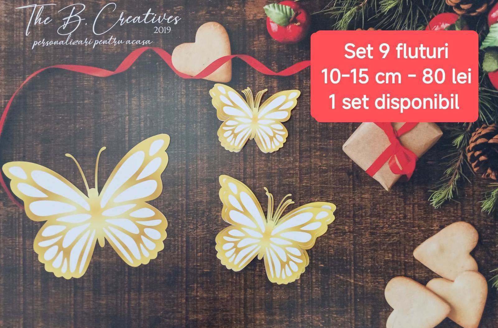 Set fluturi alb-auriu