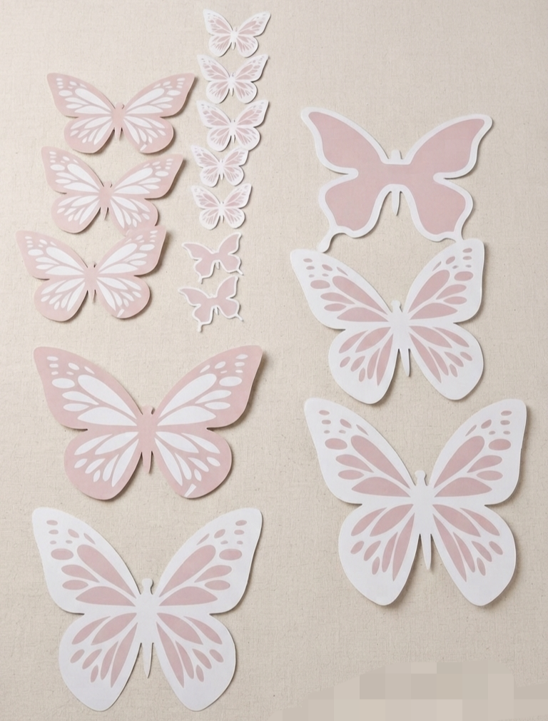Accesorii de agatat - Fluturi alb-roz